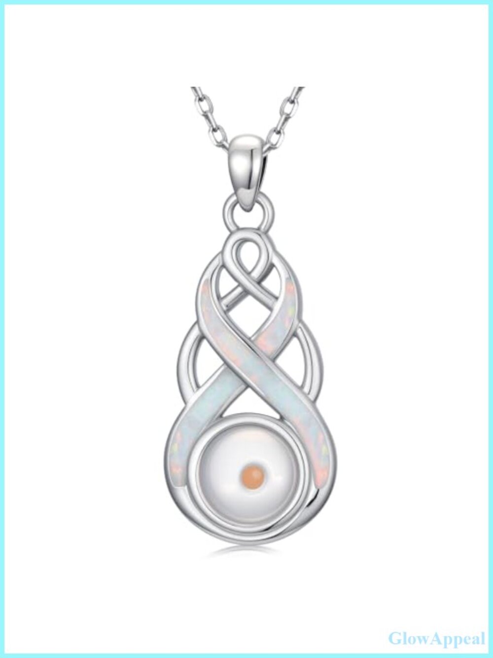 925 Sterling Silver Mustard Seed Necklace Opal Celtic Knot Pendant Christian